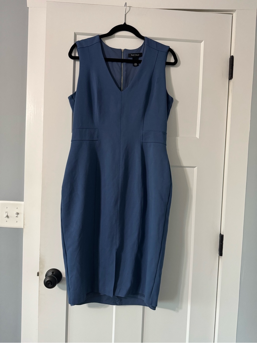 White House Black Market Seamed Sleeveless Sheath Dress Blue Slate Size 12